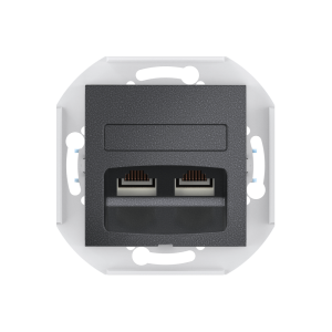 Розетка скрытой установки CADUCEUS ALING PRESTIGE двойная, компьютерная с модулями Keystone RJ45 8P8C, cat.5e, UTP, механизм