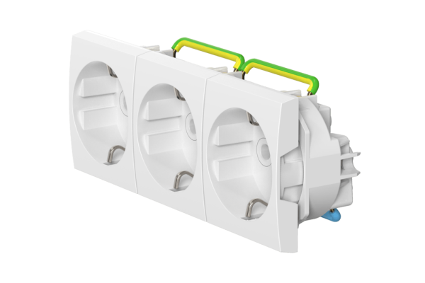 Розетка CADUCEUS ALING MODE электрическая, трехместная, модульная, для скрытой проводки, механизм, 16А, 250 В~