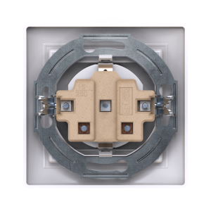 Розетка скрытой установки CADUCEUS ALING PRESTIGE, с заземлением, со шторками, с керамическим основанием, 16А, 250В~