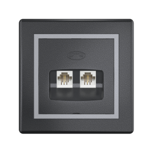 Розетка скрытой установки CADUCEUS ALING PRESTIGE, 2хRJ12 6P2C, двойная, телефонная