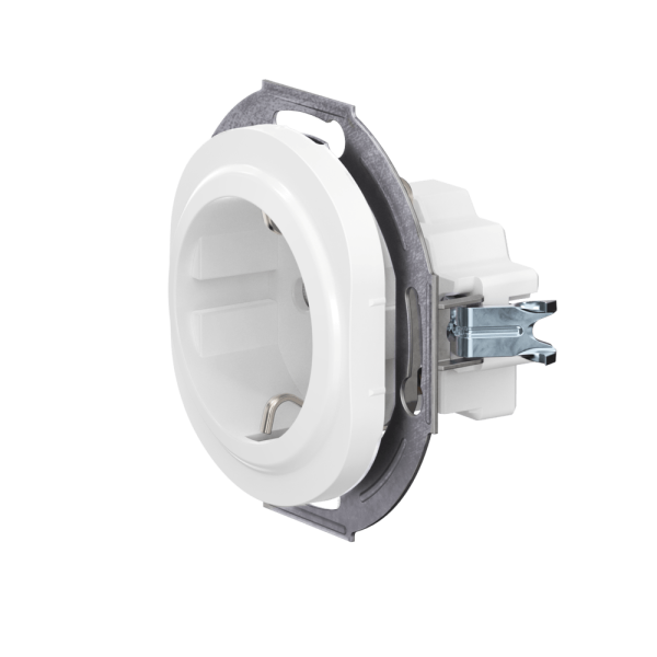 Механизм розетки скрытой установки CADUCEUS ALING EON с заземлением, со шторками, с керамическим основанием, 16А, 250В~