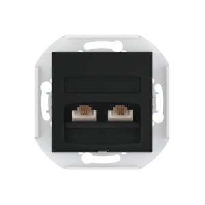 Розетка скрытой установки CADUCEUS ALING PRESTIGE с модулями Keystone 2хRJ12 6P6C cat. 3, двойная, телефонная, механизм