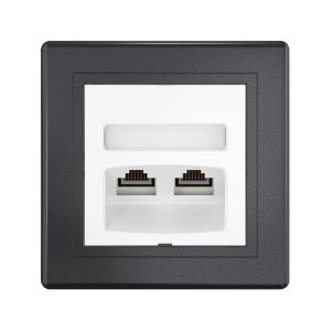 Розетка скрытой установки CADUCEUS ALING PRESTIGE двойная компьютерная с модулями Keystone RJ45 8P8C cat.6, UTP