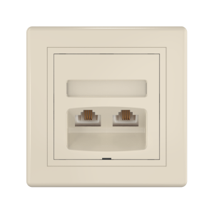 Розетка скрытой установки CADUCEUS ALING PRESTIGE с модулями Keystone 2хRJ12 6P4C, двойная, телефонная