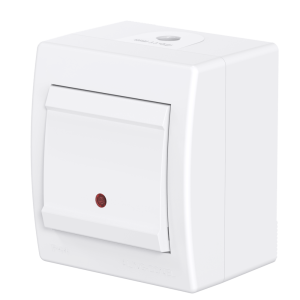 Выключатель одноклавишный CADUCEUS ALING POWER, перекрестный, для открытой проводки, с индикацией, 10АХ, 250В~