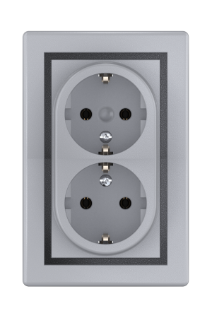 Розетка скрытой установки CADUCEUS ALING PRESTIGE, двойная, с заземлением, без шторок, с пластиковым основанием, 16А, 250В~