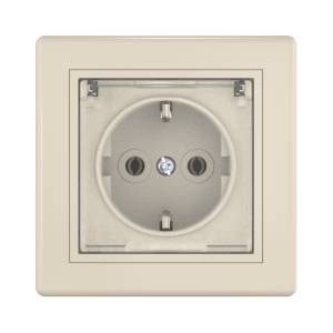 Розетка скрытой установки CADUCEUS ALING PRESTIGE, с заземлением, без шторок, с крышкой, с керамическим основанием, 16А, 250В~