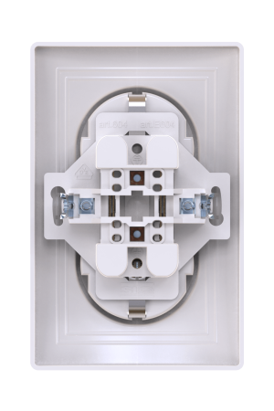 Розетка скрытой установки CADUCEUS ALING PRESTIGE, двойная, с заземлением, без шторок, с пластиковым основанием, 16А, 250В~