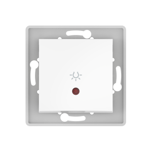 Механизм встраиваемого кнопочного выключателя CADUCEUS ALING PRESTIGE с символом «Свет», с индикацией, 10АХ, 250В~