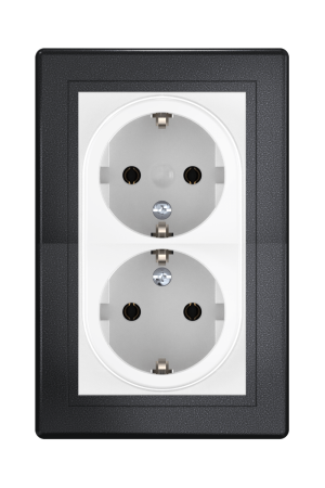 Розетка скрытой установки CADUCEUS ALING PRESTIGE, двойная, с заземлением, без шторок, с пластиковым основанием, 16А, 250В~