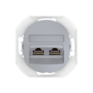 Встраиваемая двойная компьютерная розетка CADUCEUS ALING EON с модулями Keystone RJ45 8P8C cat.5e FTP, механизм
