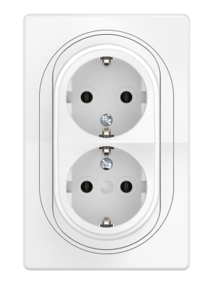 Розетка скрытой установки двойная CADUCEUS ALING EON с заземлением, без шторок, с пластиковым основанием, 16А, 250В~