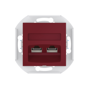 Розетка скрытой установки CADUCEUS ALING PRESTIGE двойная компьютерная с модулями Keystone RJ45 8P8C, cat.6, UTP, механизм