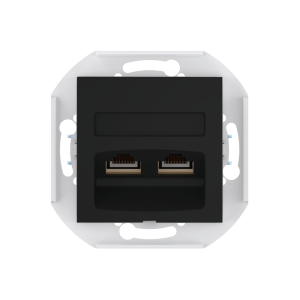 Розетка скрытой установки CADUCEUS ALING PRESTIGE двойная компьютерная с модулями Keystone RJ45 8P8C, cat.6, FTP, механизм