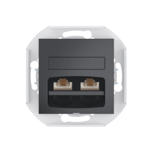 Розетка скрытой установки CADUCEUS ALING PRESTIGE с модулями Keystone 2хRJ12 6P6C cat. 3, двойная, телефонная, механизм