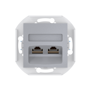 Розетка скрытой установки CADUCEUS ALING PRESTIGE двойная, компьютерная с модулями Keystone RJ45 8P8C, cat.5e, FTP, механизм