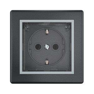 Встраиваемая розетка CADUCEUS ALING PRESTIGE с заземлением, без шторок, с крышкой, с пластиковым основанием, 16А, 250В~