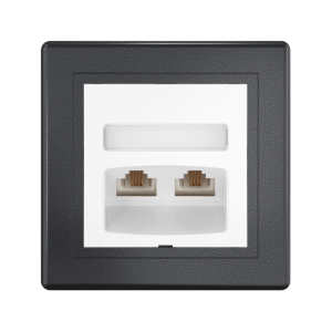 Розетка скрытой установки CADUCEUS ALING PRESTIGE с модулями Keystone 2хRJ12 6P6C cat. 3, двойная, телефонная