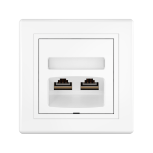 Розетка скрытой установки CADUCEUS ALING PRESTIGE двойная, компьютерная с модулями Keystone RJ45 8P8C, cat.5e, FTP