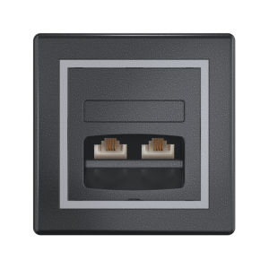 Розетка скрытой установки CADUCEUS ALING PRESTIGE с модулями Keystone 2хRJ12 6P6C cat. 3, двойная, телефонная