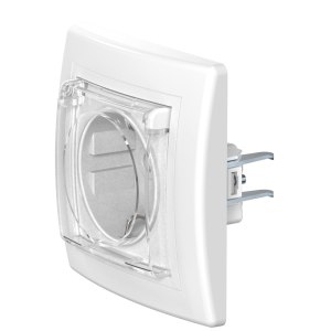 Встраиваемая розетка CADUCEUS ALING PRESTIGE с заземлением, без шторок, с крышкой, с пластиковым основанием, 16А, 250В~