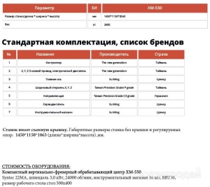 Фрезерный обрабатывающий центр XM-550