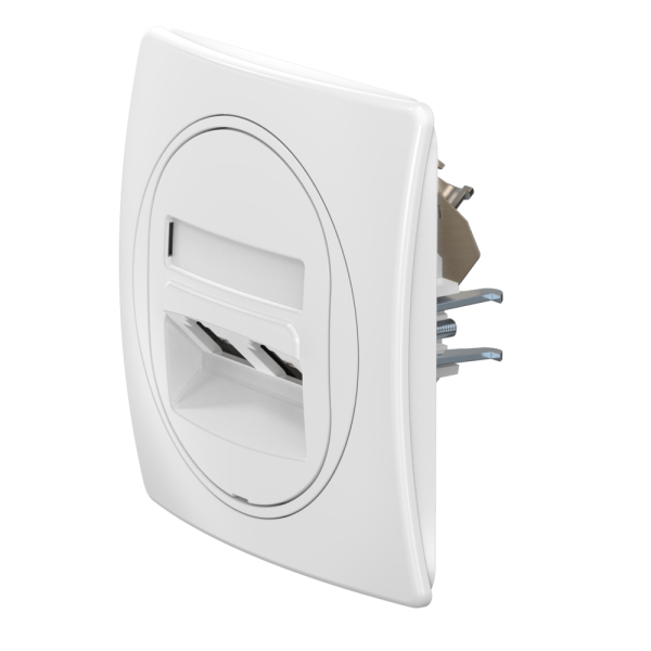 Розетка скрытой установки CADUCEUS ALING EON, двойная, компьютерная, с модулями Keystone RJ45 8P8C, cat.5e, FTP