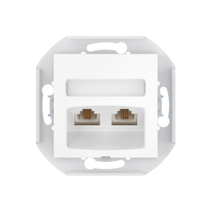 Розетка скрытой установки CADUCEUS ALING PRESTIGE с модулями Keystone 2хRJ12 6P4C, двойная телефонная, механизм
