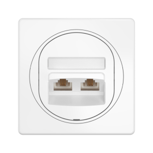 Розетка скрытой установки двойная телефонная CADUCEUS ALING EON с модулями Keystone 2хRJ12 6P4C