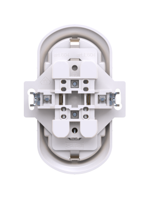 Механизм двойной встраиваемой розетки CADUCEUS ALING EON с заземлением, без шторок, с пластиковым основанием, 16А, 250В~