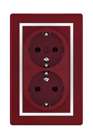 Розетка скрытой установки CADUCEUS ALING PRESTIGE, двойная, с заземлением, без шторок, с пластиковым основанием, 16А, 250В~