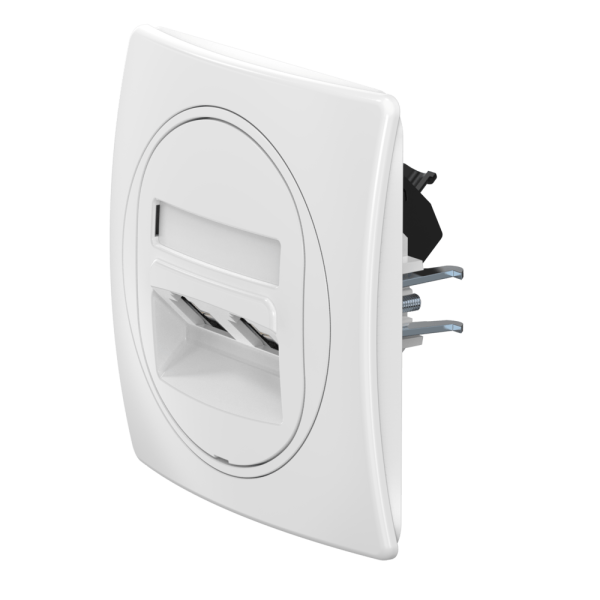 Встраиваемая двойная компьютерная розетка CADUCEUS ALING EON с модулями Keystone RJ45 8P8C, cat.5e, UTP