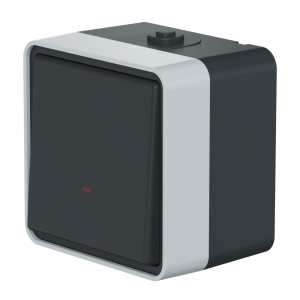 Выключатель одноклавишный CADUCEUS ALING PROTECTA, перекрестный, для открытой проводки, с индикацией, 10АХ, 250В~