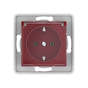 Механизм розетки скрытой установки CADUCEUS ALING PRESTIGE с заземлением, без шторок, с крышкой с пластиковым основанием, 16А, 250В~