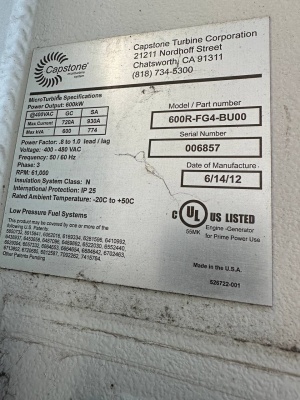 Микротурбинный генератор Capstone 1000 600 квт