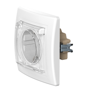 Розетка скрытой установки CADUCEUS ALING PRESTIGE, с заземлением, без шторок, с крышкой, с керамическим основанием, 16А, 250В~