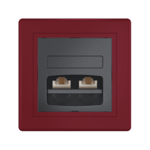 Розетка скрытой установки CADUCEUS ALING PRESTIGE с модулями Keystone 2хRJ12 6P6C cat. 3, двойная, телефонная