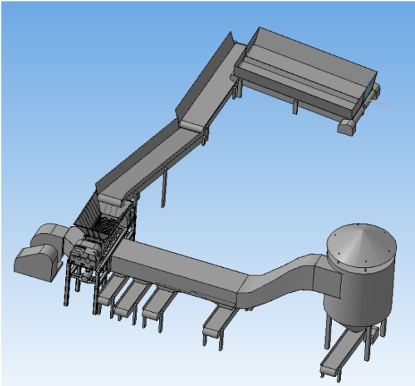 Комплекс измельчения и сортировки твердых бытовых отходов