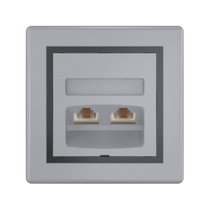 Розетка скрытой установки CADUCEUS ALING PRESTIGE с модулями Keystone 2хRJ12 6P6C cat. 3, двойная, телефонная