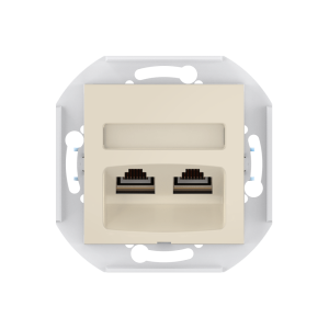 Розетка скрытой установки CADUCEUS ALING PRESTIGE двойная компьютерная с модулями Keystone RJ45 8P8C, cat.6, FTP, механизм