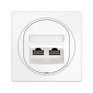 Розетка скрытой установки двойная компьютерная CADUCEUS ALING EON с модулями Keystone RJ45 8P8C, cat.6, FTP