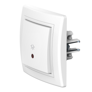 Выключатель скрытой установки CADUCEUS ALING PRESTIGE кнопочный, с символом «Свет», с индикацией, 10АХ, 250В~