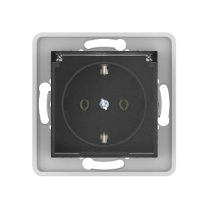Механизм розетки скрытой установки CADUCEUS ALING PRESTIGE с заземлением, без шторок, с крышкой с пластиковым основанием, 16А, 250В~