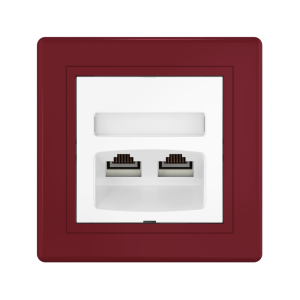 Розетка скрытой установки CADUCEUS ALING PRESTIGE двойная, компьютерная с модулями Keystone RJ45 8P8C, cat.5e, UTP