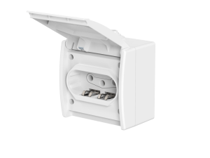 Розетка электрическая CADUCEUS ALING POWER для открытой проводки, без шторок, с крышкой, 16А, 440В~