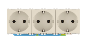 Розетка CADUCEUS ALING EXPERIENCE электрическая, трехместная, модульная, для скрытой проводки, механизм, 16А, 250 В~