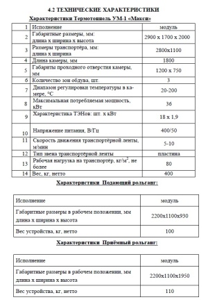Термотоннель с подающим модулем и приёмным рольгангом