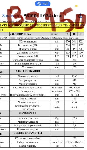 Термопластавтомат BORCHE BS 150 и BS 200, 2022 год