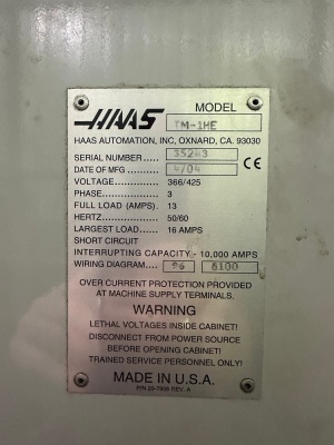 фрезерный станок HAAS TM-1HE 4х осевой с ЧПУ, 2004 г.в., пр-во США