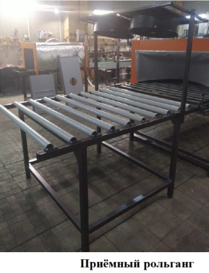 Термотоннель с подающим модулем и приёмным рольгангом